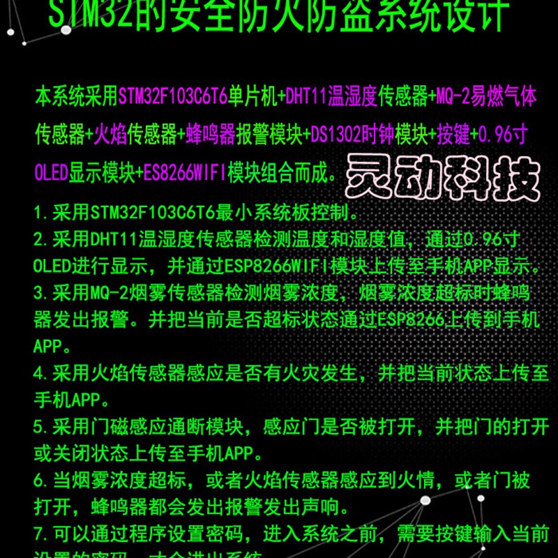 基于SM32单片机智能家居安防系统防火防盗无线远程监控设计套件
