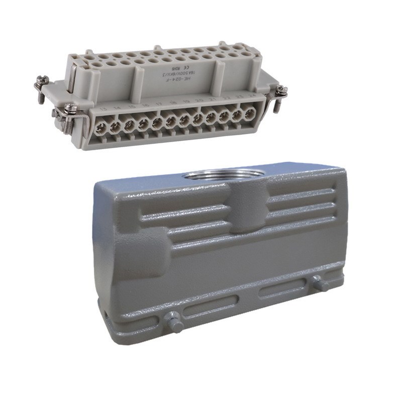 矩形重载连接器24芯/16A航空插头插座工业连接器热流道-E-024