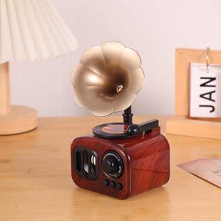 复古旋转音乐盒八音盒女生留声机生日礼物家居饰品唱片机模型摆件