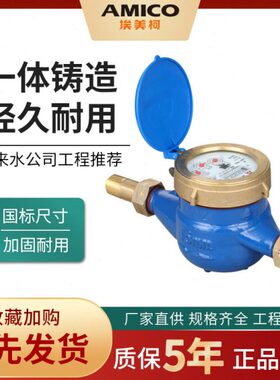 埃美柯水表国标旋翼式水表家用自来水热水通用滴水表液封铜盖铜接