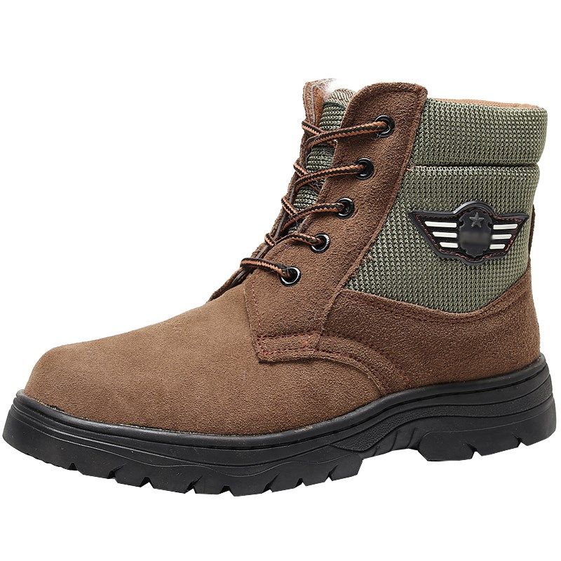 真皮棉靴保暖男鞋冬季加绒加厚羊毛靴电焊工钢头劳保鞋雪地防寒靴