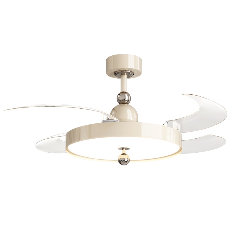 中古奶油风餐厅吊扇l灯现代简约卧室隐形静音电扇灯2025新款风扇