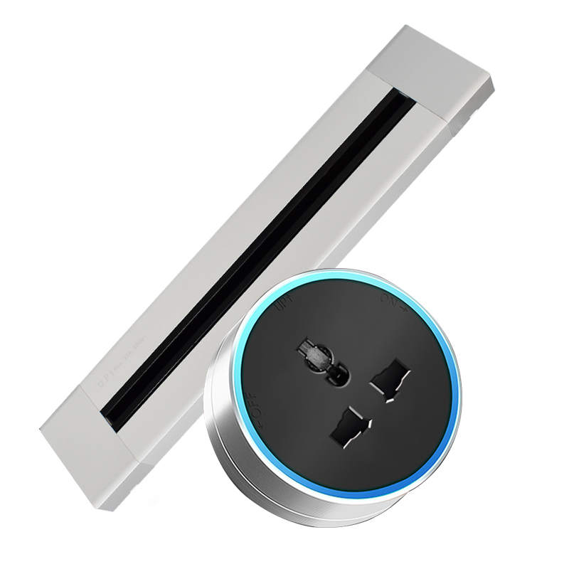 英式电制明装轨道插座港版13a配接器 厨房客厅铝合金接线电力导轨