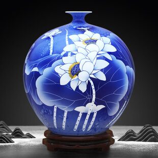 傲世瓷业 泼彩青花石榴瓶