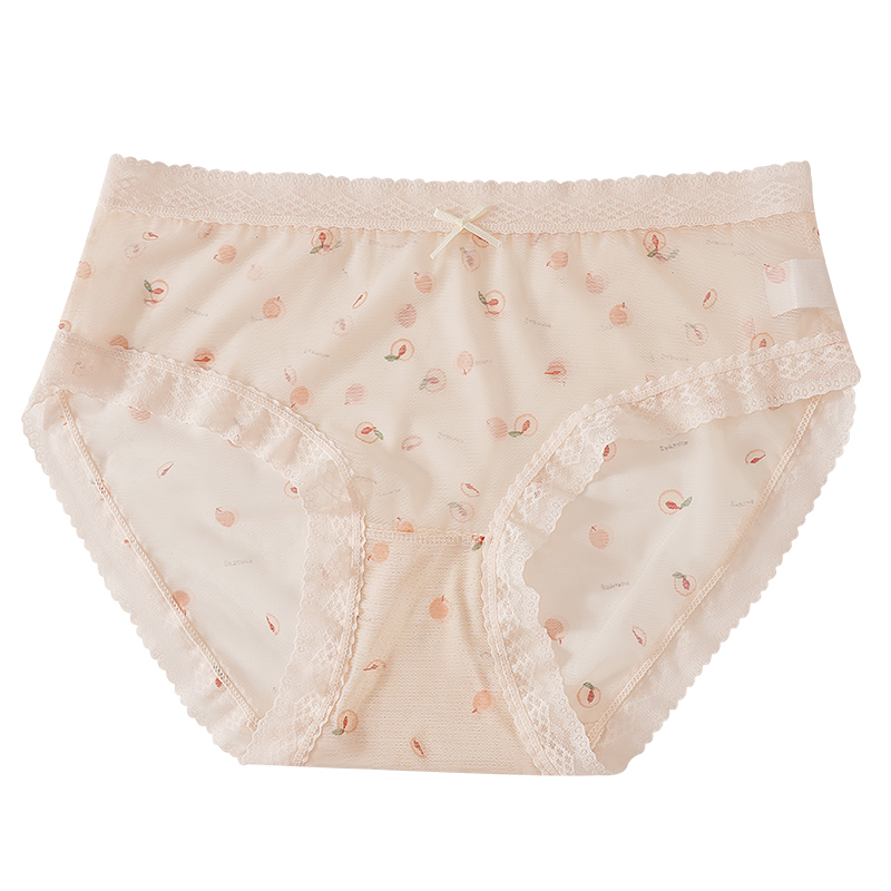 内裤女夏季薄款速干无痕桑蚕丝裆透气抑菌性感蕾丝网纱三角裤头女