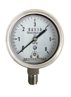 上仪仪表集团YE-l100B膜盒压力表不锈钢真空耐震轴向微差压燃气表