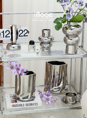 陌歌   北欧轻奢电镀摆件艺术感花瓶客厅电视柜玄U关家居软装饰品