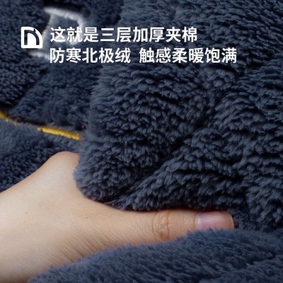 2023冬季男童j儿童睡衣法兰绒中长款三层夹棉加厚男孩中大童家居