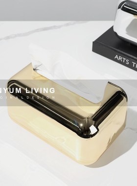 现代简约客厅书房桌面纸巾盒样板房售楼处家居软装饰.品创意摆件