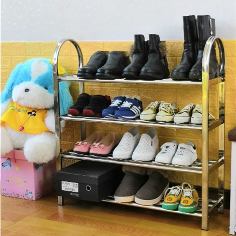 优质特惠加厚f不锈钢鞋架多层经济型家用加粗金属门厅简约靴架定