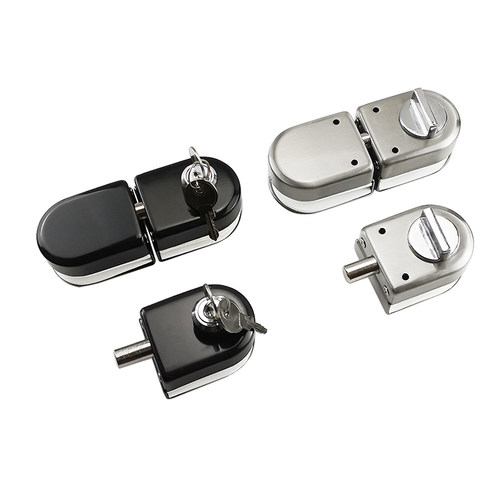 玻璃门锁免开孔淋浴房浴室无框钢化玻璃门中央锁单门双Z门插销地