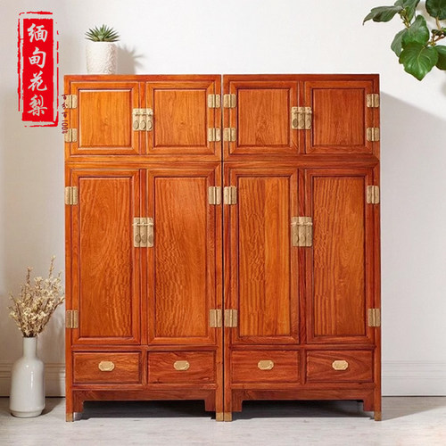 缅甸花梨木大果紫檀红木独板衣柜