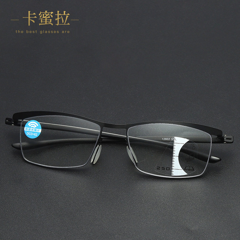 金属半框眉毛老花镜男女士个性眼