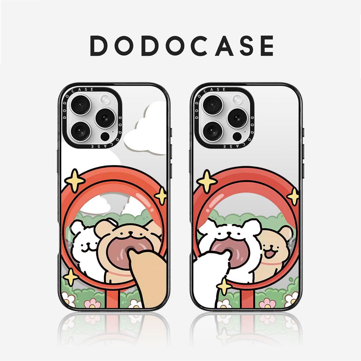 DODOCASE 情侣镜子搞怪线条小狗 适用苹果16Promax手机壳iPhone15ProMax七夕14Pro卡通13可爱12镜子磁吸硬壳