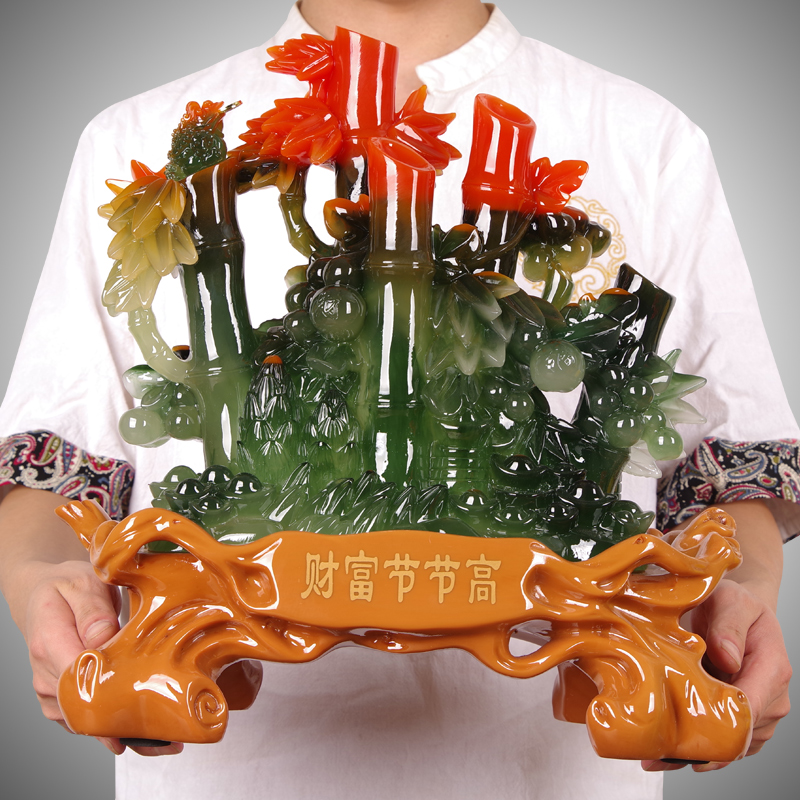 财富节节高竹子白菜金蟾摆件招财工艺礼品摆饰电视酒柜客厅装饰开