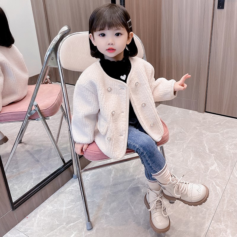女童秋冬加厚小香风外套202y3新款洋气保暖上衣女宝宝网红毛毛衣
