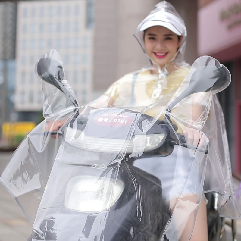 雨衣透明防水短款户外多功能骑车徒步背包大帽檐自行车非一次性潮