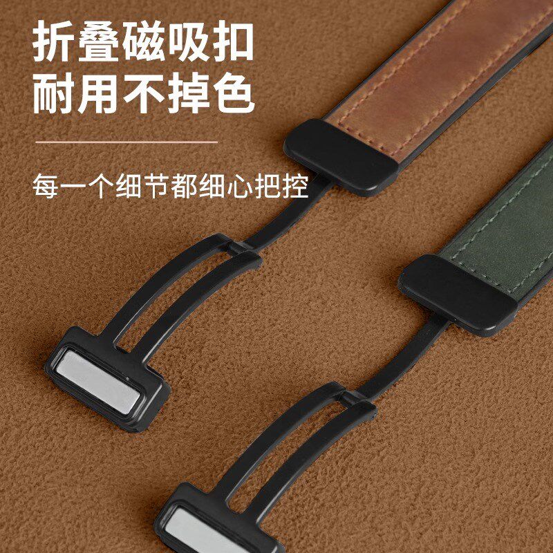 适用荣耀手表4Pro表带新款疯马纹gs3i荣耀手表2真皮磁吸扣magic2