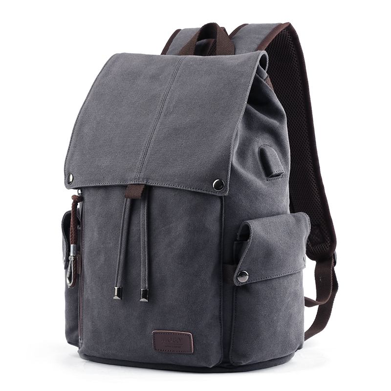 帆布复古双肩包男背包大学生高中书包大容量电脑包时尚潮流旅行包