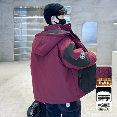 儿童装男童羽绒服冬装2024新款大童冬季加厚冲锋衣三合一内胆外套