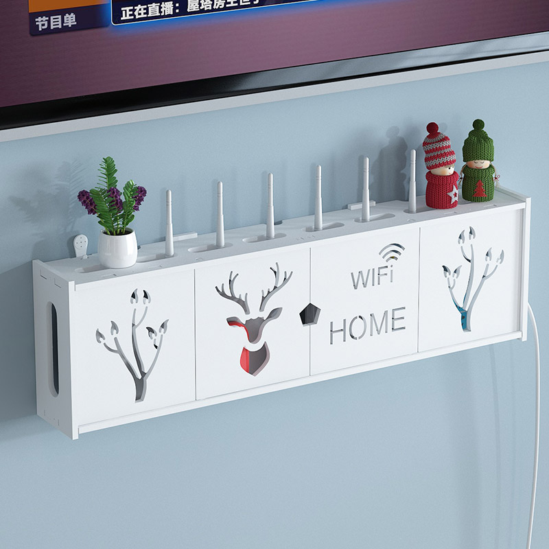 无线wifi墙上电视机顶盒路由器置物架免打孔收R纳盒挂墙装饰壁挂