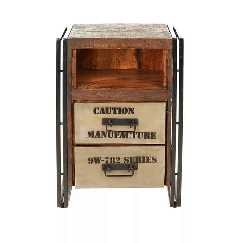 美式乡村复古做旧铁艺实木u边几角几创意客厅沙发边桌卧室床边柜