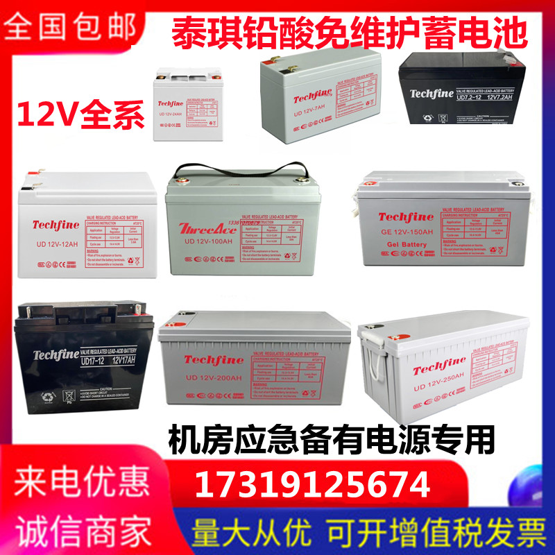 Techfine 泰琪丰蓄电池UD12V17AH安防72AH9A12A24A38A40A65A100