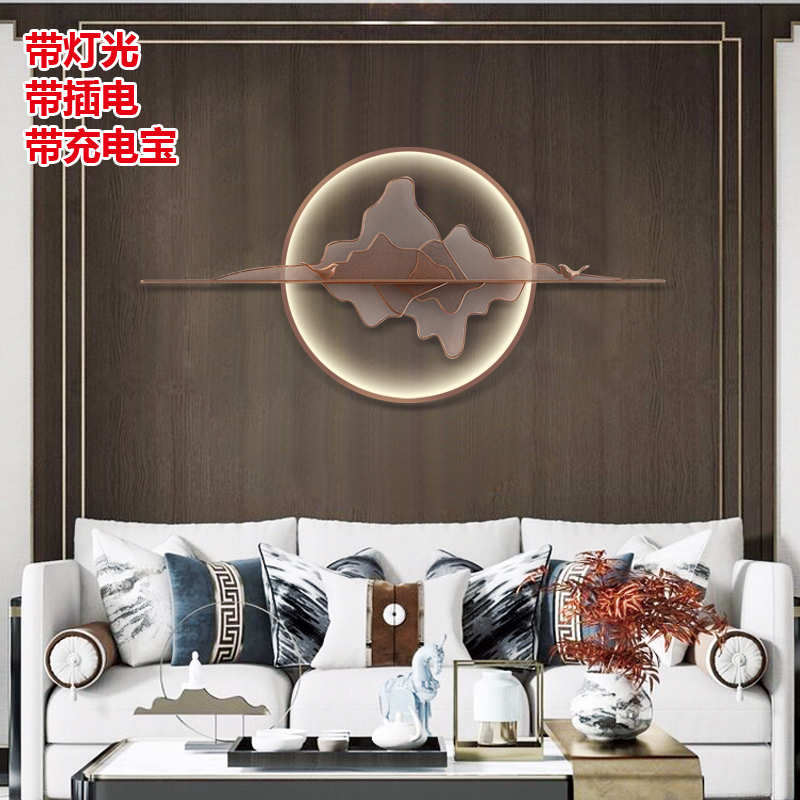 新中式铁艺山影画金属墙面装饰立体玄关壁挂酒店客厅卧室墙上挂件图片