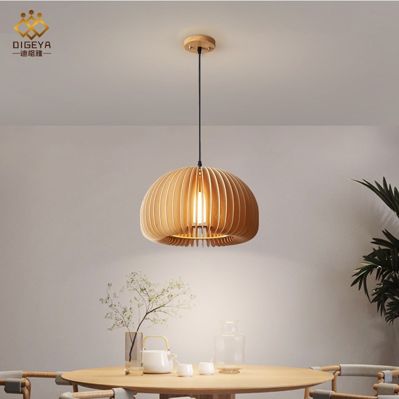 日式复古卧室客厅实木吸顶灯智能语音控制南瓜灯餐厅阳台全屋灯具