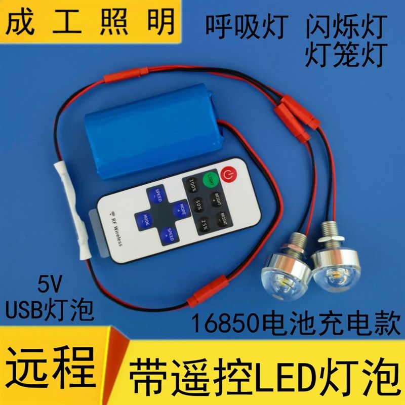 无线遥控led电池灯可充电款灯笼灯泡 呼吸闪烁活动节日迷你小灯泡