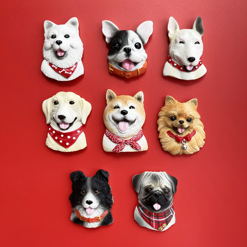 狗狗冰箱贴秋田犬磁贴萨摩耶磁力贴立体3d世界名犬宠物装饰吸铁石
