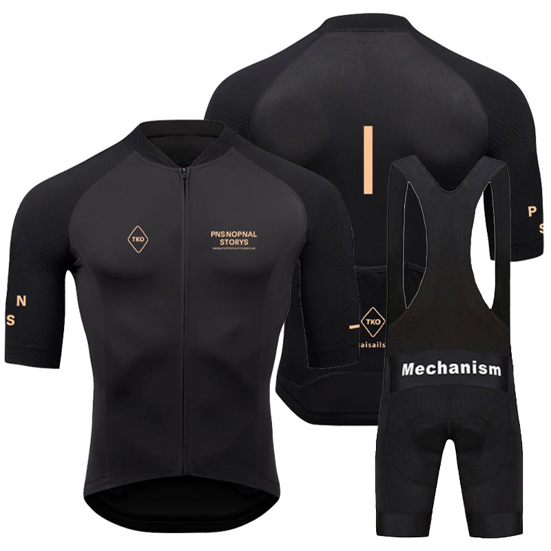 PNS夏季速干透气排汗山地自行单车队版短袖骑行服套装男女牛奶丝