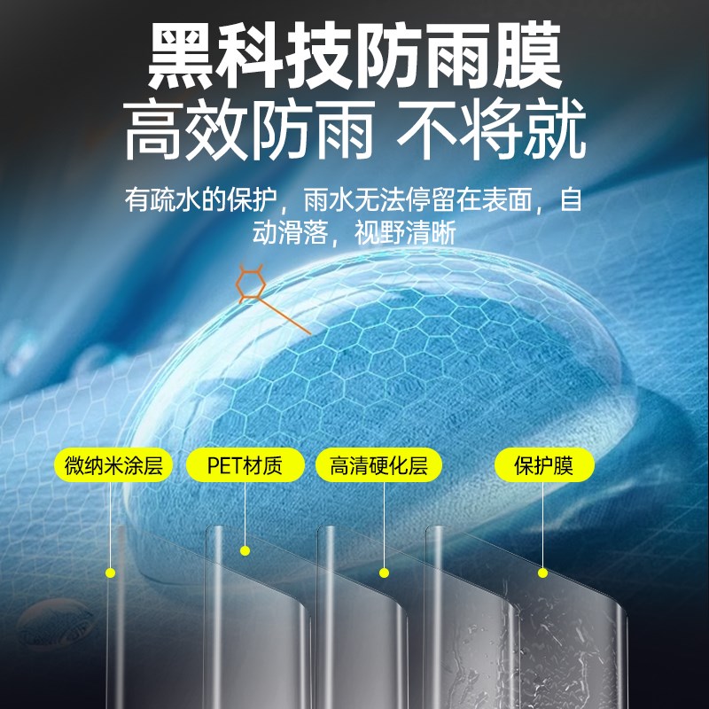 三轮车防雨膜前挡风玻璃防水贴电动瓶车遮L雨棚后视镜防雾驱水神