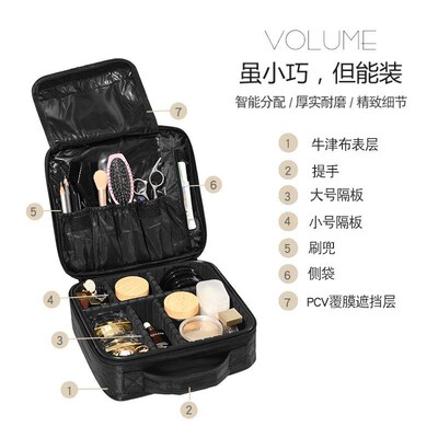 跟妆专用便携小号手提化妆箱大容量可拆卸分区美妆工具收纳化妆包