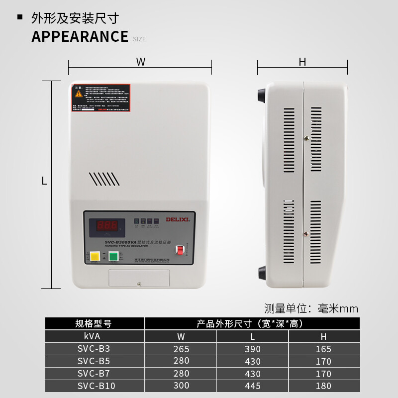 德力西稳压器220V全自动家用壁挂式单相电源大功率冰箱空调稳压器