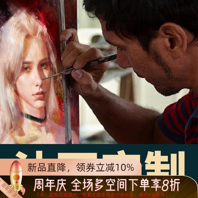 肖像油画定制真人物照片动物风景纯手绘装饰画客厅玄关欧式挂画图片