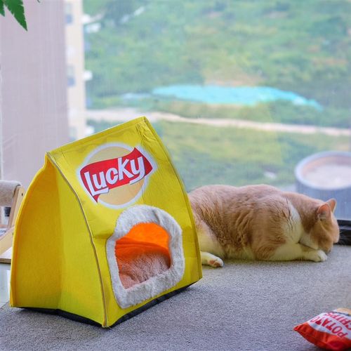 薯片猫窝狗窝冬季摆拍毛绒宠物窝四季通用可拆洗封闭式猫屋猫房子