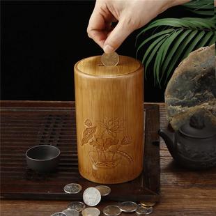 2023年新款竹子大号竹筒存钱罐可存可取储钱罐创意防摔储蓄罐摆件