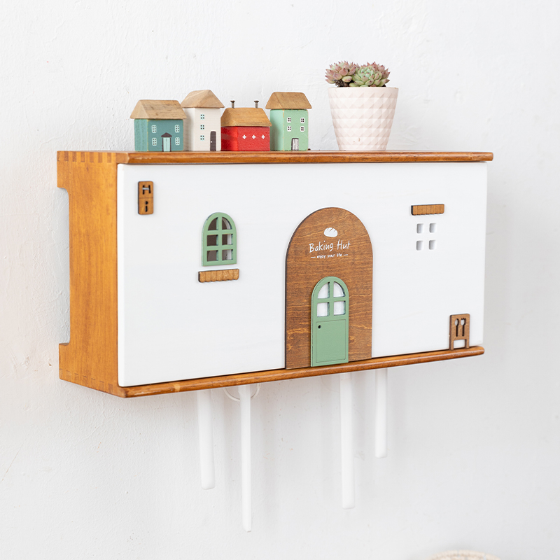 阿楹 客厅电视背景墙装饰挂件 多媒体路由器遮挡箱插座收纳盒美化