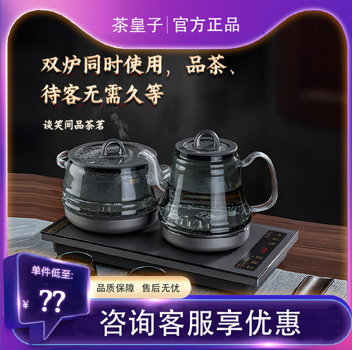 茶皇子全自动双上水茶台一体电热烧水壶泡茶专用钛茶炉家用嵌入式