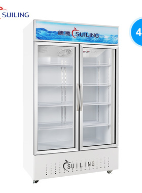 穗凌LG4-488M2F立式单温双门超市展示柜饮料柜Glass display case
