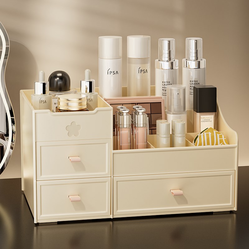 化妆品收纳盒梳妆台桌面口红香水护肤品抽屉置物架分隔整理神器