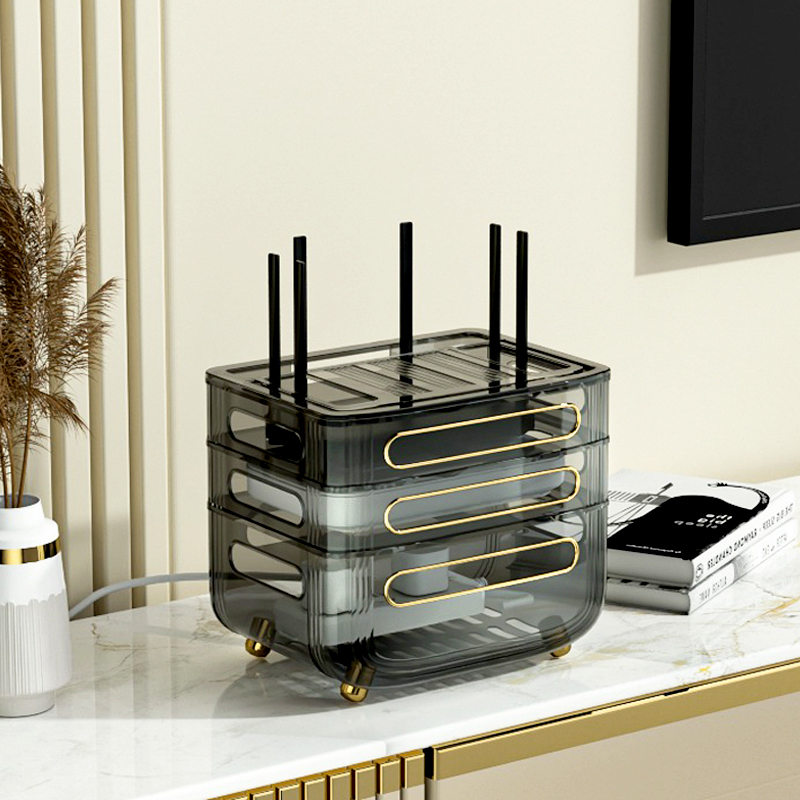 wifi路由器收纳盒放置架光猫客厅家用桌面电视剧机顶盒插板收纳盒