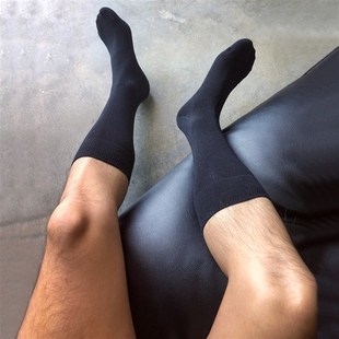 袜子黑色中长筒性感西装 皮鞋 袜 绅士袜商务男袜丝光棉正装 4双