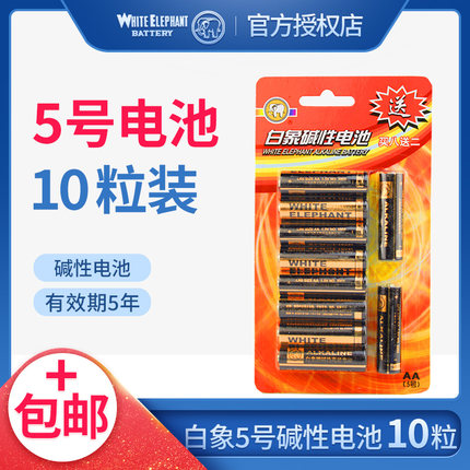 金白象5号10节AA碱性电池L6空调电视遥控器剃须刀五号1.5V儿童电