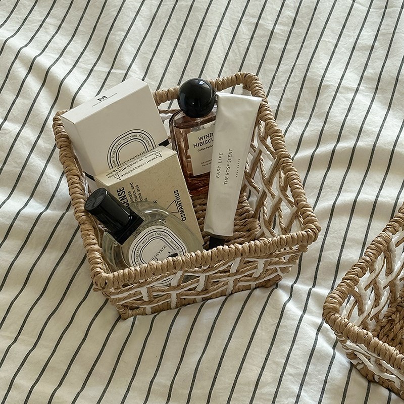 桌面收纳盒玄关钥匙遥控器杂物筐抽屉零食篮口红化妆品储物盒摆件