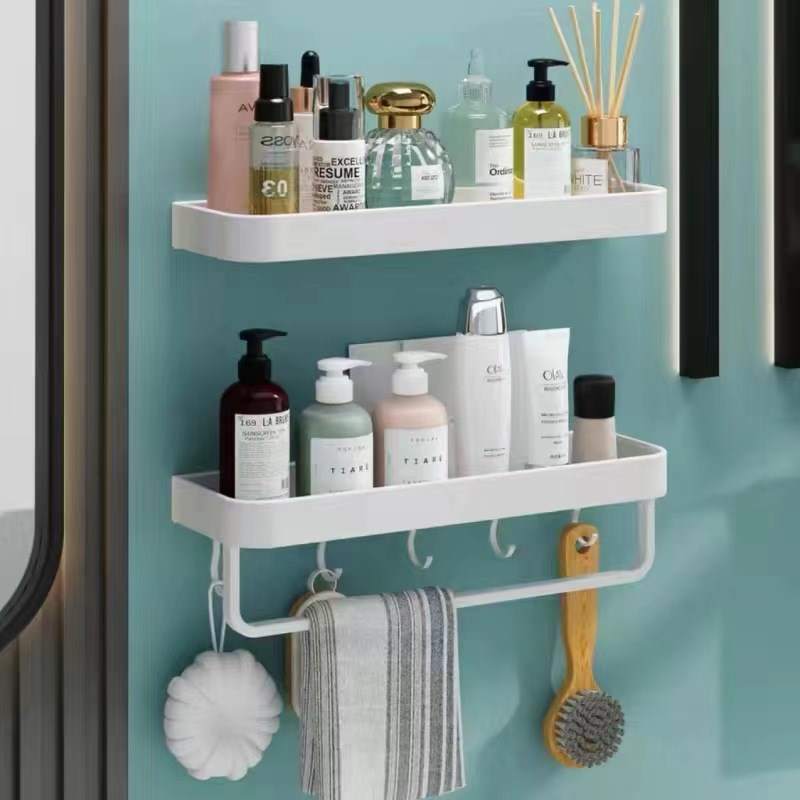 免打孔浴室卫生间置物架壁挂式厕所洗手间洗漱台T毛巾收纳洗澡墙