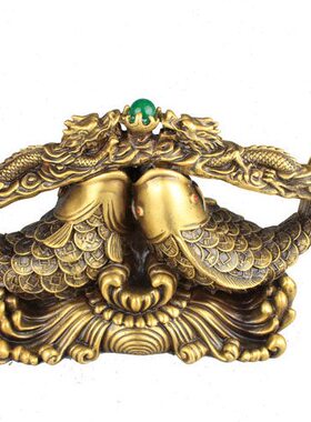 纯铜鲤鱼跃龙门摆件年年有余如意客厅工艺品家居装饰品摆乔迁礼品