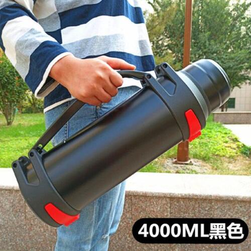 隔热4000毫升登山工人带茶杯1.6升手提超大容量保温杯户外5200ml