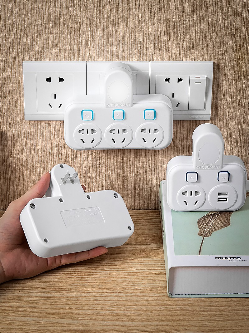 两孔插座转换器 二脚转三脚插线板无线多功能2角双两脚插头排插板